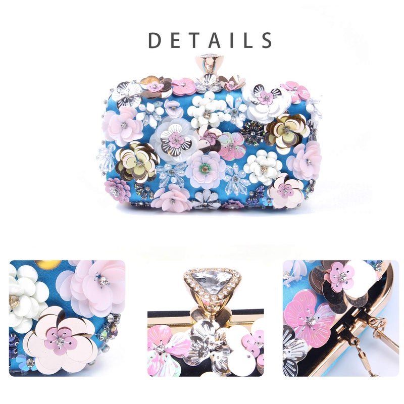 Lanpet Women Clutches Flower Evening Handbag Chain Strap Shoulder Bag - Image 3